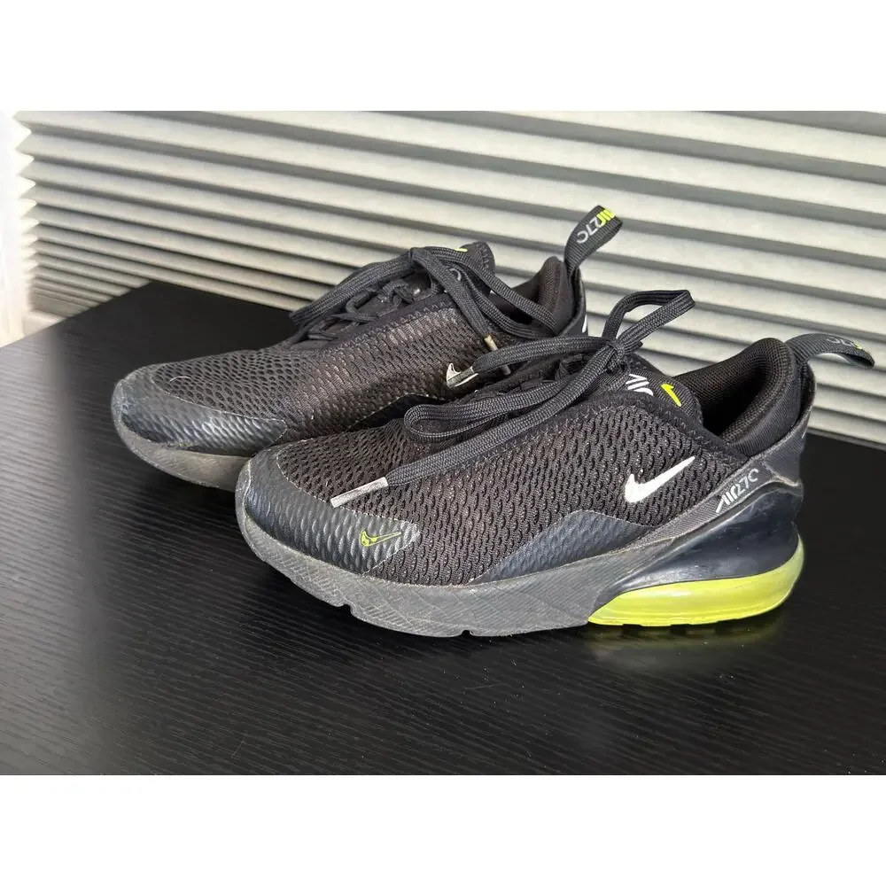 Nike Air Max 270 Black Volt Running Shoes Kids Size 13C FN3883-001